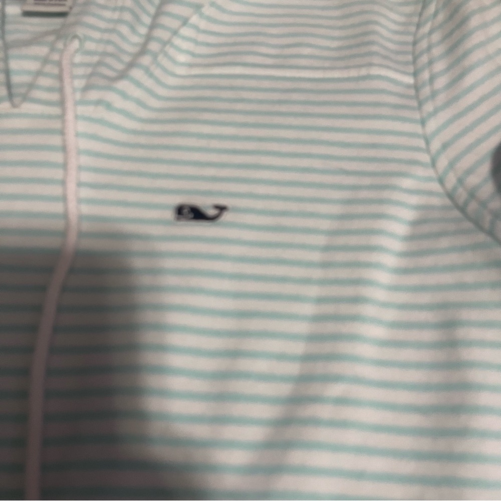 Vineyard Vines Mint Blue and White Striped Hoodie; Small - Picture 2 of 7